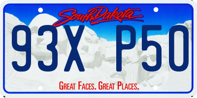 SD license plate 93XP50