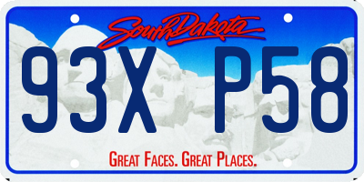 SD license plate 93XP58
