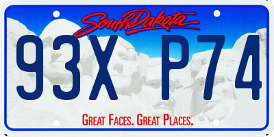 SD license plate 93XP74