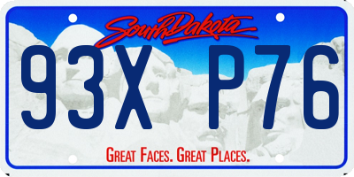 SD license plate 93XP76