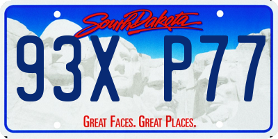 SD license plate 93XP77