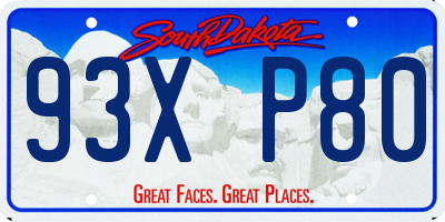 SD license plate 93XP80