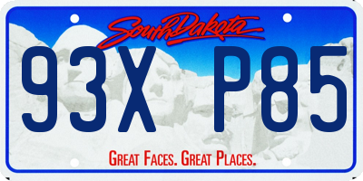 SD license plate 93XP85