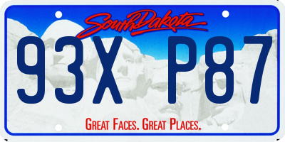SD license plate 93XP87