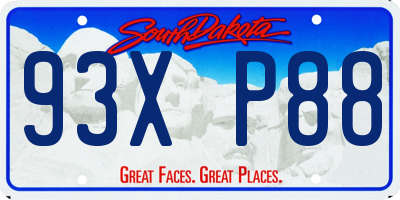 SD license plate 93XP88