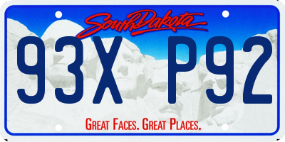 SD license plate 93XP92