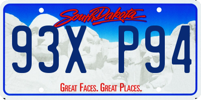 SD license plate 93XP94