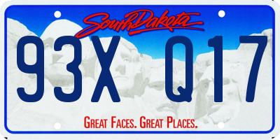 SD license plate 93XQ17