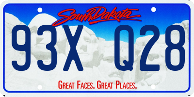 SD license plate 93XQ28