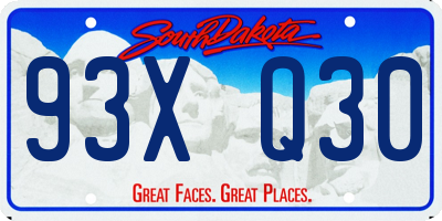 SD license plate 93XQ30