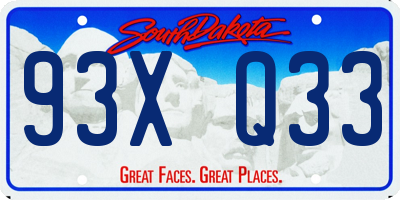 SD license plate 93XQ33