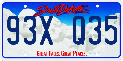 SD license plate 93XQ35