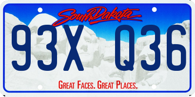SD license plate 93XQ36