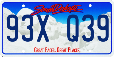 SD license plate 93XQ39