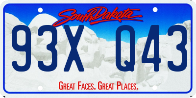 SD license plate 93XQ43