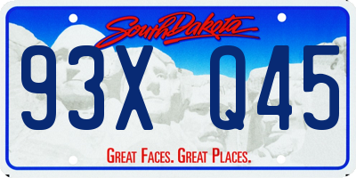 SD license plate 93XQ45