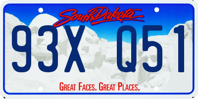 SD license plate 93XQ51