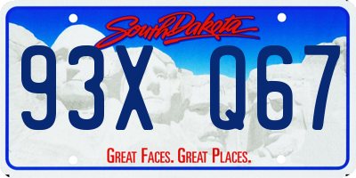 SD license plate 93XQ67