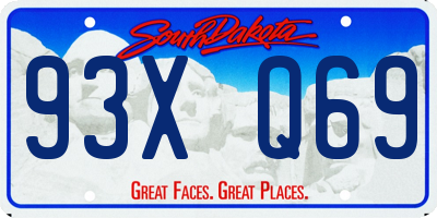 SD license plate 93XQ69