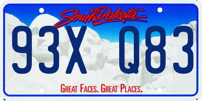 SD license plate 93XQ83