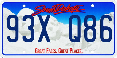 SD license plate 93XQ86