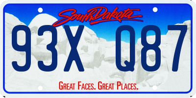SD license plate 93XQ87