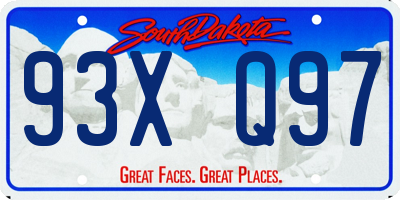 SD license plate 93XQ97