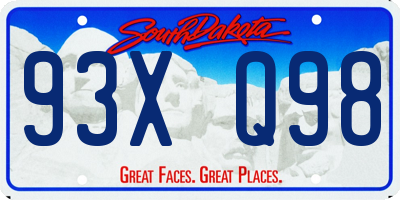 SD license plate 93XQ98