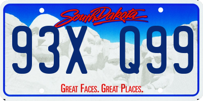 SD license plate 93XQ99