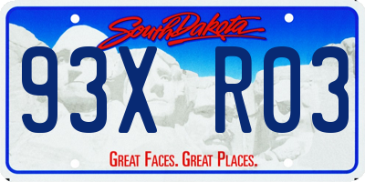 SD license plate 93XR03