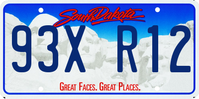 SD license plate 93XR12