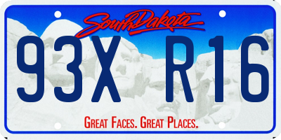 SD license plate 93XR16