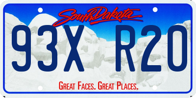 SD license plate 93XR20