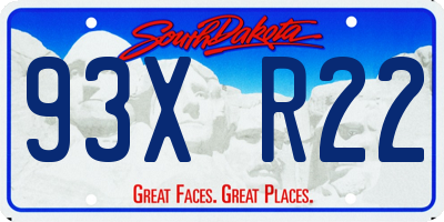 SD license plate 93XR22