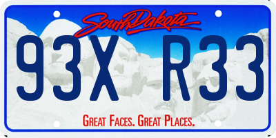 SD license plate 93XR33