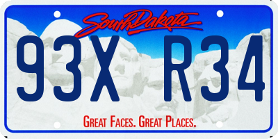 SD license plate 93XR34