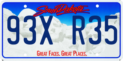 SD license plate 93XR35