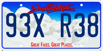 SD license plate 93XR38
