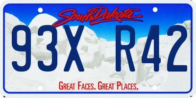SD license plate 93XR42