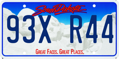 SD license plate 93XR44