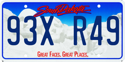 SD license plate 93XR49