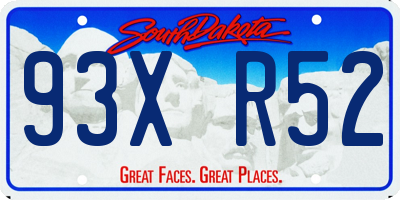 SD license plate 93XR52