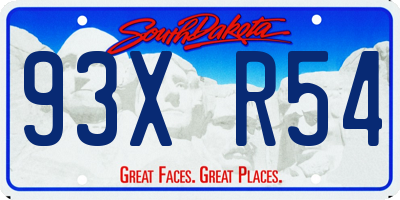 SD license plate 93XR54