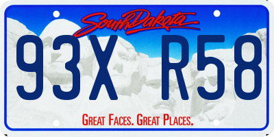 SD license plate 93XR58