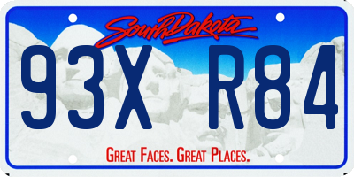 SD license plate 93XR84