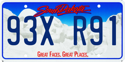 SD license plate 93XR91