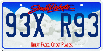 SD license plate 93XR93
