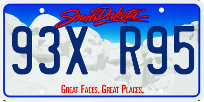 SD license plate 93XR95