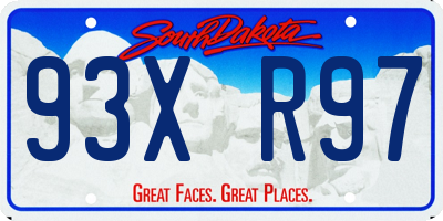 SD license plate 93XR97