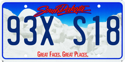 SD license plate 93XS18